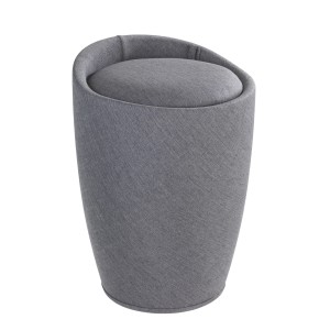 Sgabello da bagno Wenko Candy grigio effetto lino con sacco portabiancheria integrato.