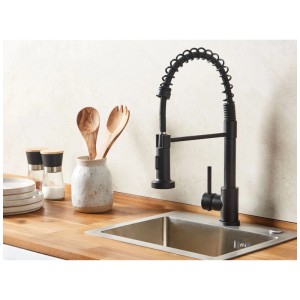 Beliani Miscelatore da cucina Maihue in acciaio inossidabile nero 43 x 21 x 5 cm