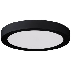 Plafoniera LED rotonda nera Eglo Idun-E con luce bianca calda.