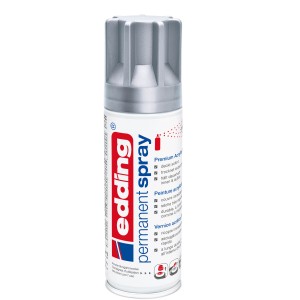 Edding 5200 Peinture aérosol permanente, argent satiné. Bombe de peinture pour diverses surfaces.