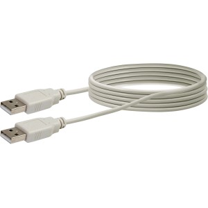Cavo USB 2.0 Schwaiger, 1.5m, grigio chiaro, con connettori USB-A per computer e multimedia.