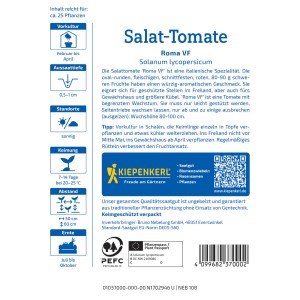 Kiepenkerl Tomate Roma : Semences de tomates prunes pour jardin et grill.
