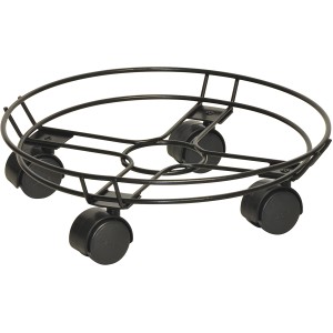 Rollavaso Wagner in filo metallico nero verniciato a polvere, Ø 30 cm, con quattro ruote doppie.