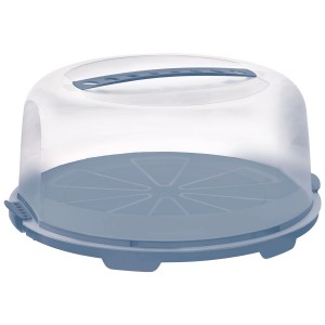 Rotho Tortenglocke Fresh alta, contenitore per torte grigio-blu con coperchio trasparente.