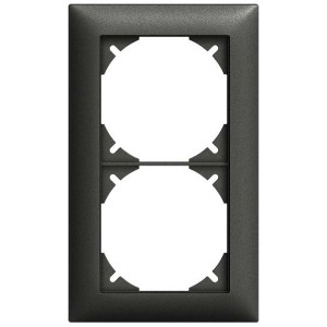 Cornice di copertura doppia nera Feller EdizioDue per interruttori e prese.