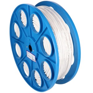 Câble TD blanc H05VV-F3G1,5 au mètre sur bobine bleue.