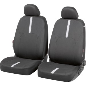 Coprisedili auto nero-grigi, set da 6 pezzi, per interni auto.