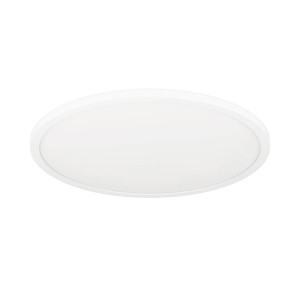 Plafoniera LED bianca rotonda Eglo Expert Minerario, Ø 39 cm, adatta per ambienti umidi.