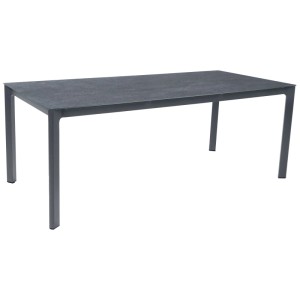 Tavolo da giardino Acamp Rom antracite in alluminio con piano in vetro, 74x90x180 cm.