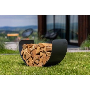 CookKing Range-bûches Turyn 70 en acier, rempli de bûches, pour stockage du bois de chauffage.