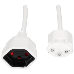 Rallonge TD blanche Clip-Clap, 10m, avec fiche T12 et prise T13.