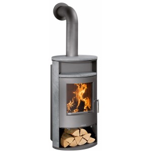 Justus Kaminofen Island Aqua mit Speckstein, gussgrau, 10 kW, Energieeffizienzklasse A+.