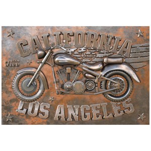 Maxiposter Freedom Biking (61 x 91,5 cm) : Motif moto style vintage avec inscription Californie.
