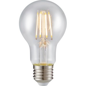 Lampadina LED E27 a globo, 4,2 W, con luce bianca calda per ambienti domestici.