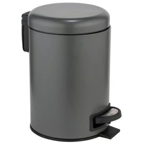 Wenko Leman pattumiera a pedale antracite, 3 litri, per bagno, WC e cucina.