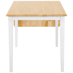 Table de salle à manger Beliani Louisiana, bois d'hévéa, pieds laqués blancs, extensible de 120 à 160 cm.