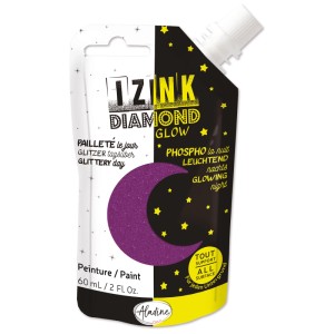 Aladine Diamond Glow Violet, 80 ml di pittura glitter in flacone squeeze per lavoretti.