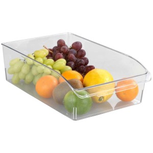Wenko Organiseur de réfrigérateur taille L, boîte de rangement transparente avec fruits et légumes.