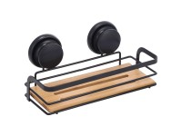 MSV Duschregal mit zwei Saugnäpfen Stahl und Bambus Mattschwarz MSV Duschregal mit zwei Saugnäpfen Stahl und Bambus Mattschwarz