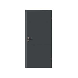 Moderna porta interna grigia Catro Line Soft con rilievo a scanalature e maniglia.