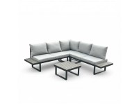 Greemotion Lounge-Set Pisa Grau-Schwarz (HxBxT) 57 x 136 x 64 cm / 4-tlg.