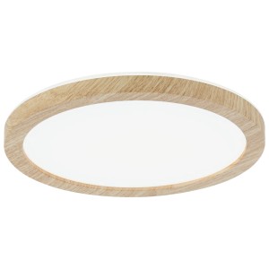 Panneau LED rond Paulmann Atria Shine aspect bois avec rétroéclairage.
