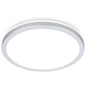Plafonnier LED Briloner Kada, chrome mat, blanc neutre, 2400 lm, Ø 29,5 cm.