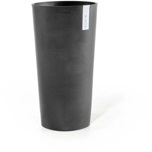 Pot haut Ecopots Amsterdam, gris foncé, Ø 41 cm, hauteur 76 cm. Idéal pour l'intérieur et l'extérieur.
