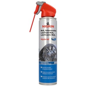 Lubrifiant Nigrin MoS2, aérosol de 400ml avec embout rouge. Lubrifiant pour connexions mécaniques.