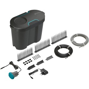 Kit d'arrosage vacances Gardena avec réservoir d'eau et accessoires pour jusqu'à 36 plantes.