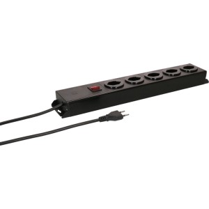 Multipresa Max Hauri Power Line nera con 5 prese T13, interruttore rosso e cavo da 1,5 m.