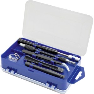 Kit de réparation pour smartphone LUX, 108 pièces dans une boîte en plastique, tournevis et outils pour les réparations de téléphones portables.