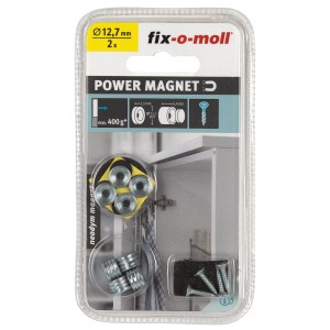 Loqueteau magnétique néodyme Fix-o-moll, argent, 12,7 mm, à encastrer pour meubles et placards.