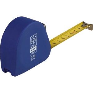 Mètre ruban LUX Classic 3 m, boîtier bleu, ruban jaune. Outil de mesure pour distances et longueurs.