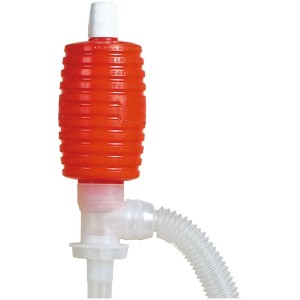 Pompe d'aspiration manuelle pour hydroponie, rouge et blanc, pour un drainage facile de l'eau en excès.