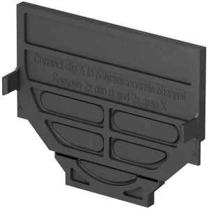 Plaque d'extrémité combinée ACO Self pour caniveaux Hexaline 2.0 & Euroline, en polypropylène, noir.