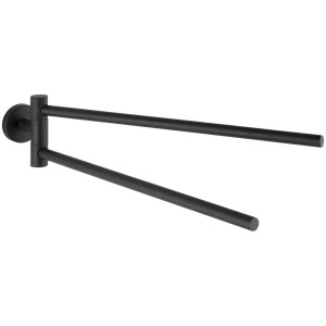 Wenko Handtuchhalter Bosio, Mattschwarz, Doppelstange, schwenkbar, zur Wandmontage.