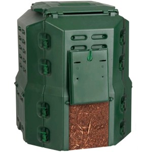 Thermo-composteur vert Handy 350 en plastique, double paroi pour un compostage rapide.