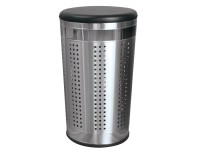 MSV Wäschekorb mit gepolstertem Sitzdeckel Edelstahl Chrom 46 l