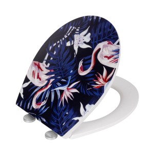 Wenko Sedile WC Silvi con motivo tropicale in duroplast.