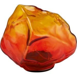 Pierre décorative solaire cristal orange-rouge avec LED blanc chaud pour jardin et balcon.