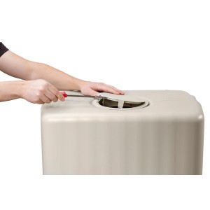 Serbatoio da parete 4rain Slim 350 l color sabbia con apertura coperchio e mano, serbatoi acqua piovana.