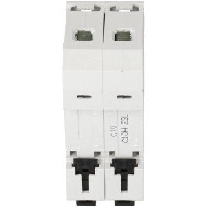 Interruttore automatico Max Hauri 1P+N, 10A, curva C, per protezione da cortocircuito e sovraccarico.