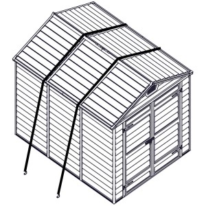 Illustration : Kit d'ancrage pour serre hybride pour la stabilisation avec des ancrages au sol.