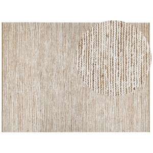 Tapis en coton beige et blanc Barkhan, 300x400 cm. Tapis à poils courts agréable au toucher.