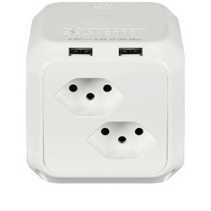 Cubo presa Steffen bianco con 8 prese T13 e 2 porte USB.