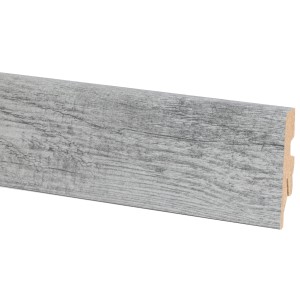 Plinthe Historic Pine, 60x20 mm, longueur 2,6 m, aspect bois gris.