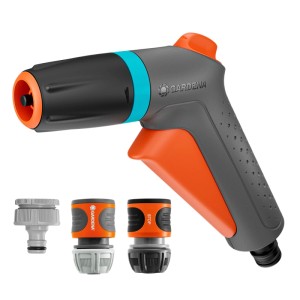Gardena Set base Classic con pistola per pulizia, raccordo rubinetto e tubo per irrigazione giardino.