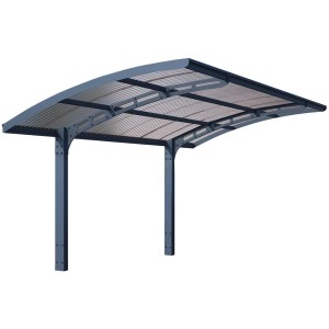 Grauer Carport Arizona Wave 5000 mit gewölbtem Dach aus Polycarbonat und stabiler Stahlkonstruktion.