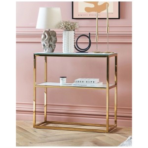 Console Beliani Azusa avec effet marbre et cadre doré.